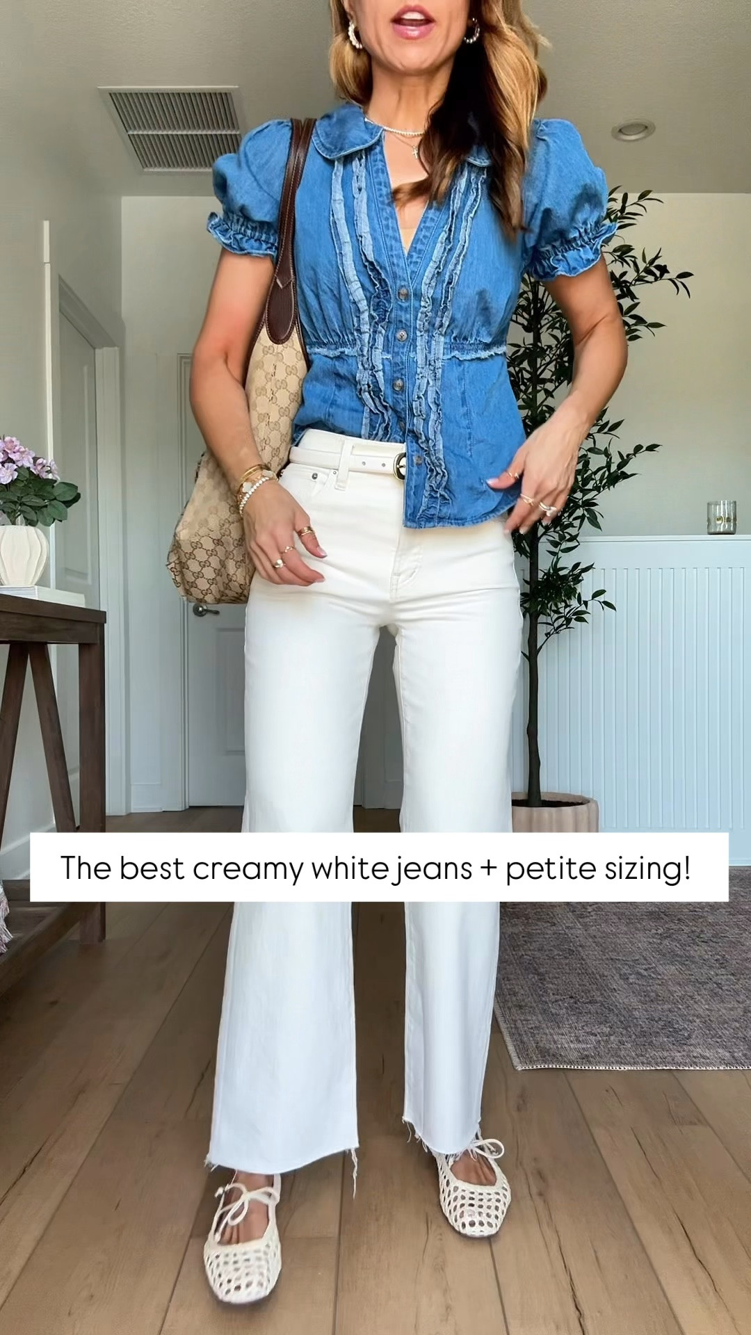 Expensive stuff that’s worth it! I love these creamy white crop jeans! I did 24 regular since it’s a crop style. Comes in length options! Spring outfit. Summer outfit. XXS in denim shirt.

#LTKootd #LTKPetite #LTKSeasonal