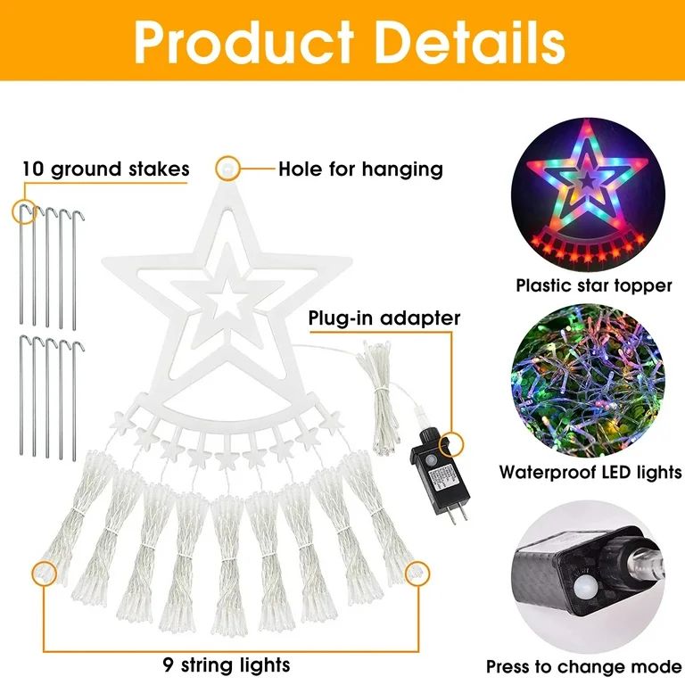 Outdoor Christmas Decoration Lights, 8 Modes & 350 LED Christmas String Lights Waterfall Fairy Tr... | Walmart (US)