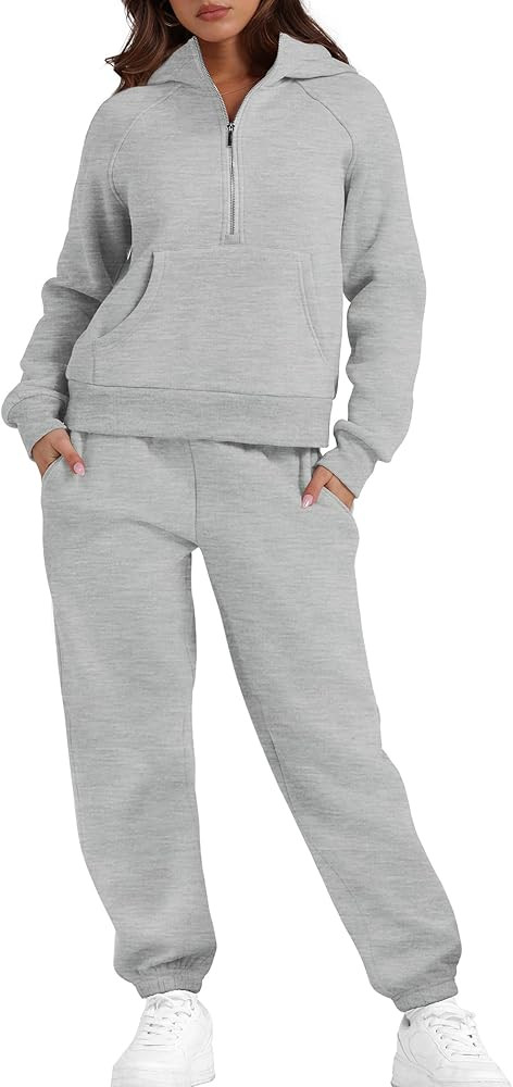 Aokosor Womens 2 Piece Outfits Lounge Half Zip Hoodie Sweatsuit Sets Oversized Sweatshirt Baggy F... | Amazon (US)