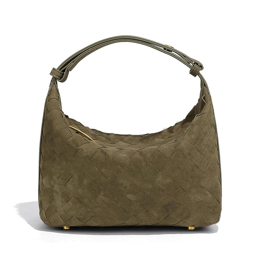 Luxurious Suede Hobo Bag - Women's Woven Leather Shoulder Bag with Spacious Interior | Amazon (US)