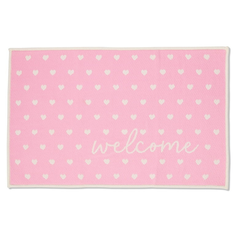 Reversible Fabric Welcome Hearts Doormat, Pink and White, 36" x 24", Valentine's Day by Way To Ce... | Walmart (US)