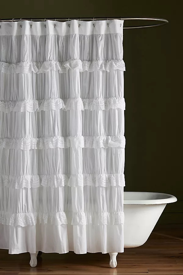 Astrid Cotton Ruffled Shower Curtain | Anthropologie (US)