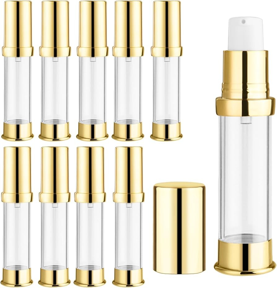 10 Pcs Empty Airless Pump Bottle Travel Cosmetic Cream Pump Bottle Refillable Vacuum Dispenser Pu... | Amazon (US)