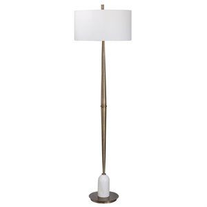 Uttermost Minette Mid-Century Floor Lamp in Antique Brass | Homesquare