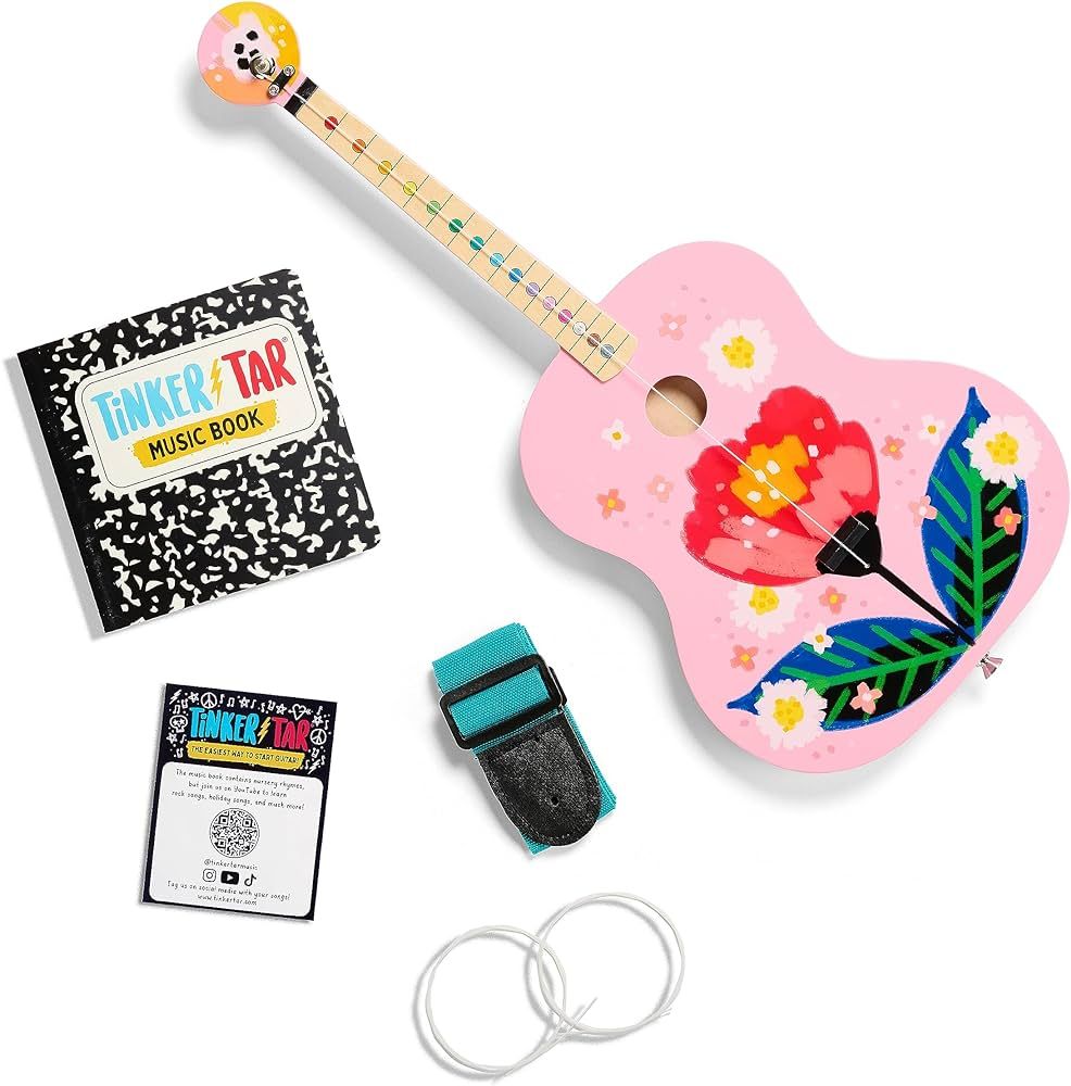 TinkerTar - Pink Floral Acoustic Guitar - The Easiest Way to Start and Learn Guitar - 1 Stringed ... | Amazon (US)