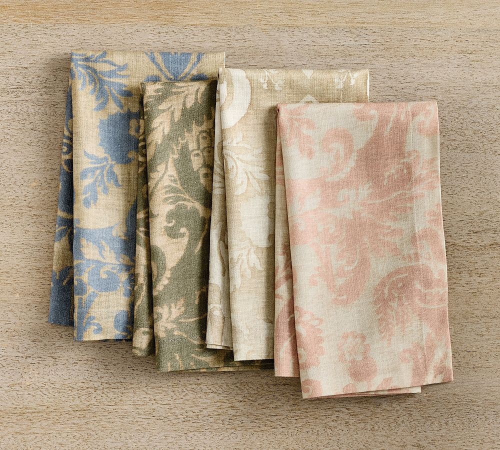 Stella Damask Organic Cotton Napkins - Set of 4 | Pottery Barn (US)