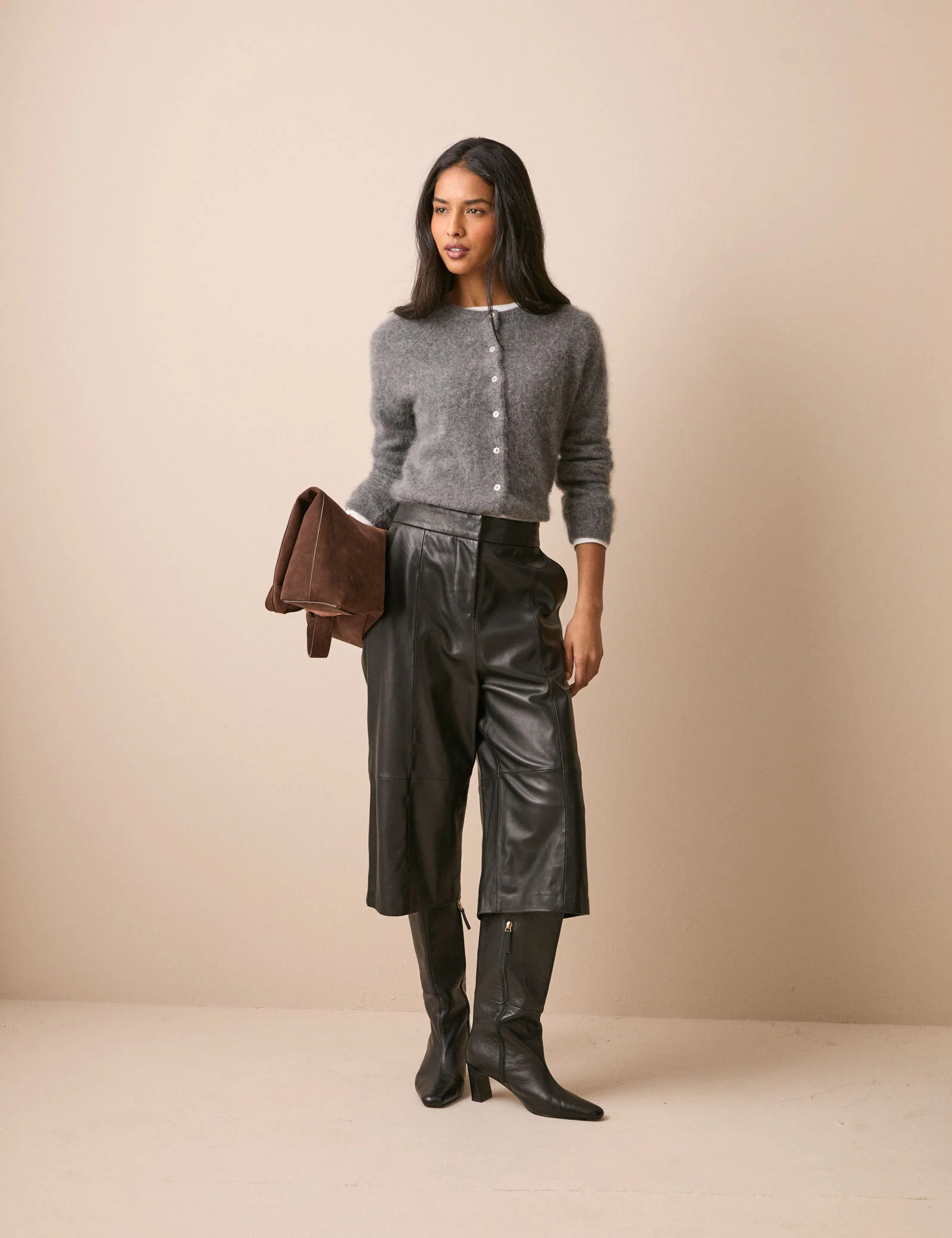 Black Leather High Waisted Culottes | Nobody's Child