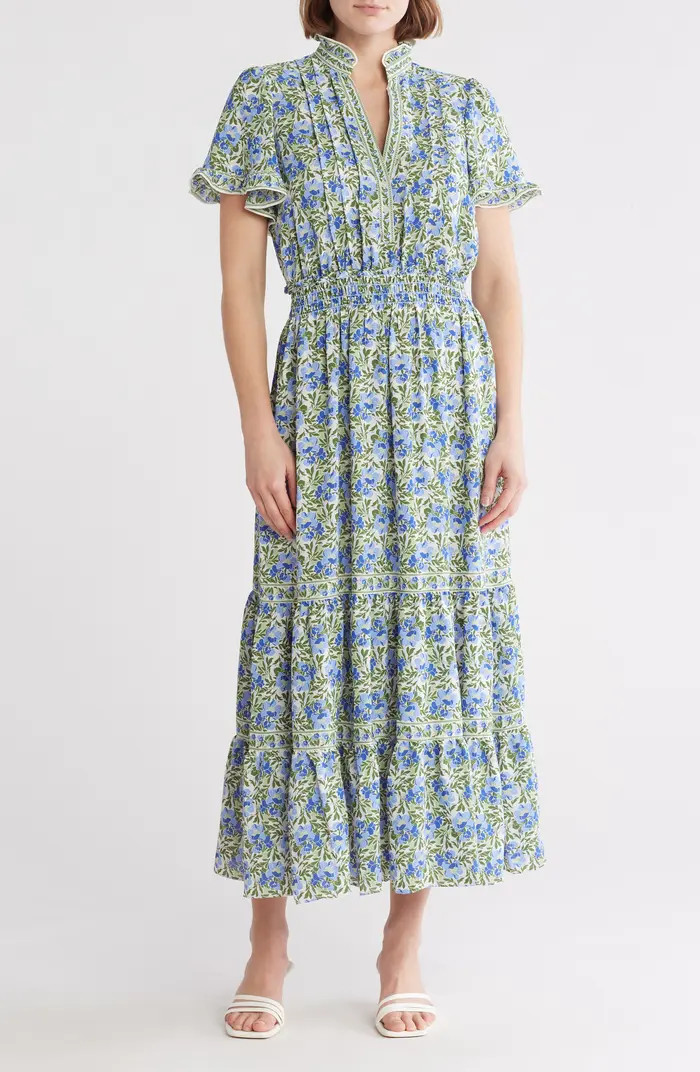 MAX STUDIO Smocked Flutter Sleeve Maxi Dress | Nordstromrack | Nordstrom Rack