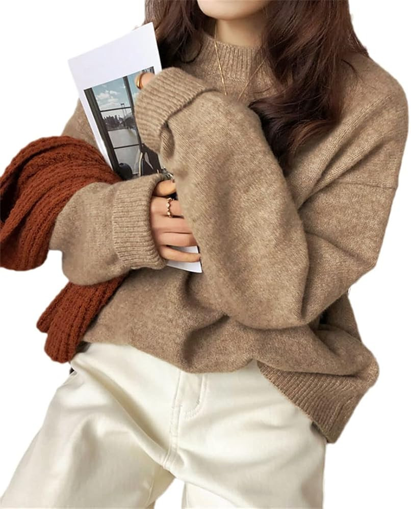 Autumn Winter Tops Slim Women Pullover Solid Knitted Sweater Jumper Soft Warm | Amazon (US)