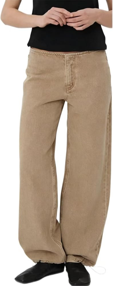 Women's Low Rise Wide Leg Jeans Casual Elastic Waist Baggy Denim Pants Vintage Wash Trousers | Amazon (US)