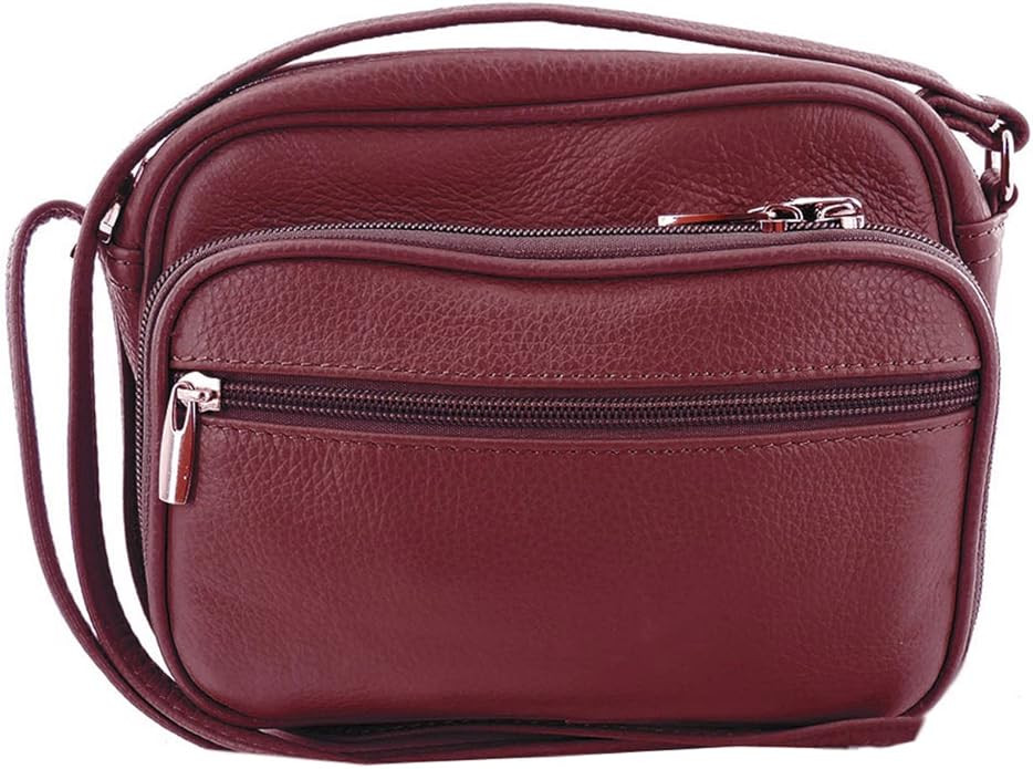 Cowhide Leather Women's Shoulder Purse Small Cross Body Organizer Bag with Many Pockets | Amazon (US)
