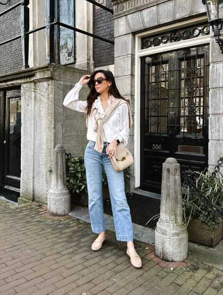 Easy classic outfit for travel in Europe // Amsterdam, loafers, silk blouse, cropped denim, sezane

#LTKeurope #LTKfindsunder100