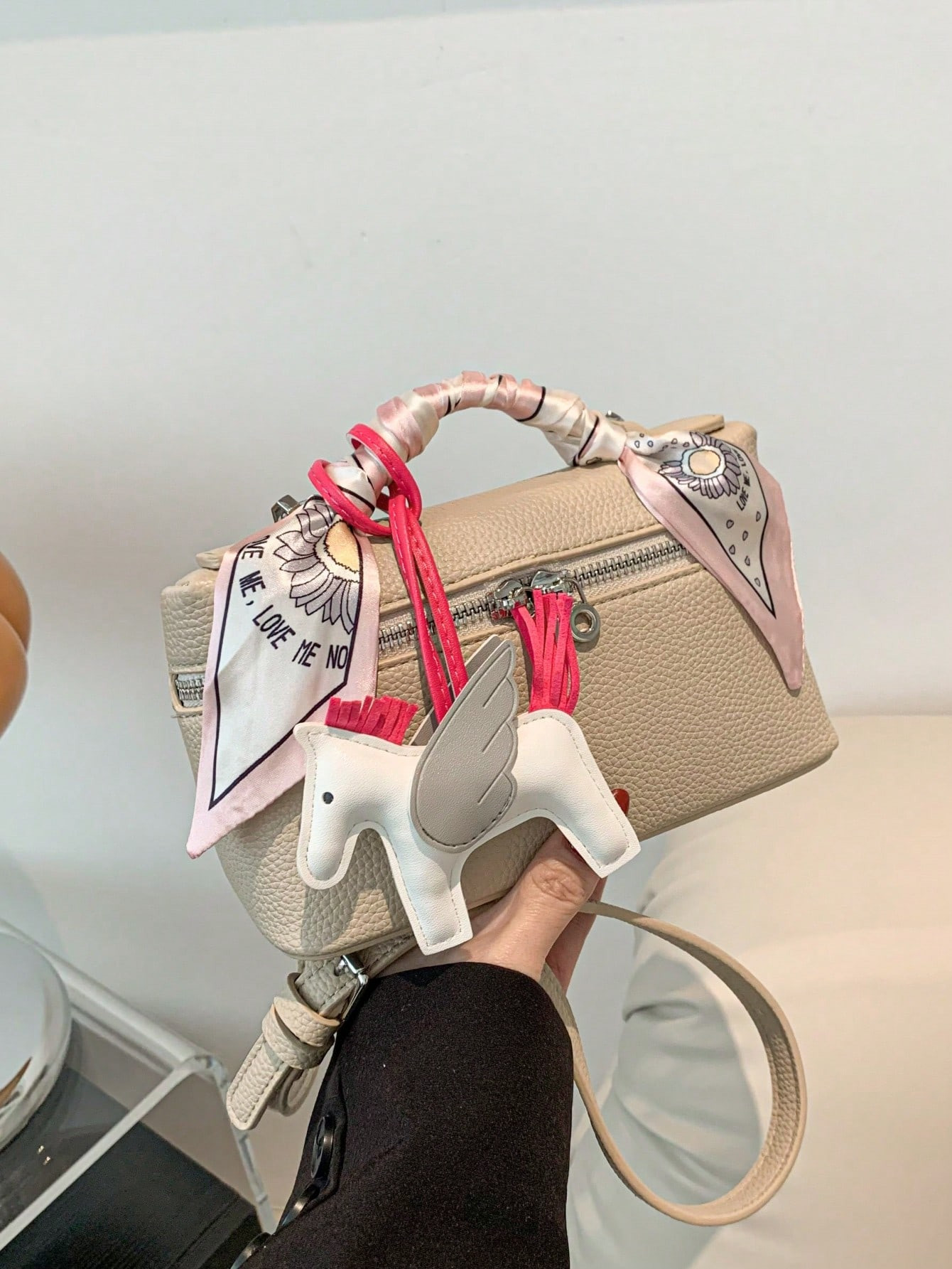 Lightweight,Business Casual Litchi Texture Versatile Box-Shaped Women's Handbag, Shoulder Bag Wit... | SHEIN