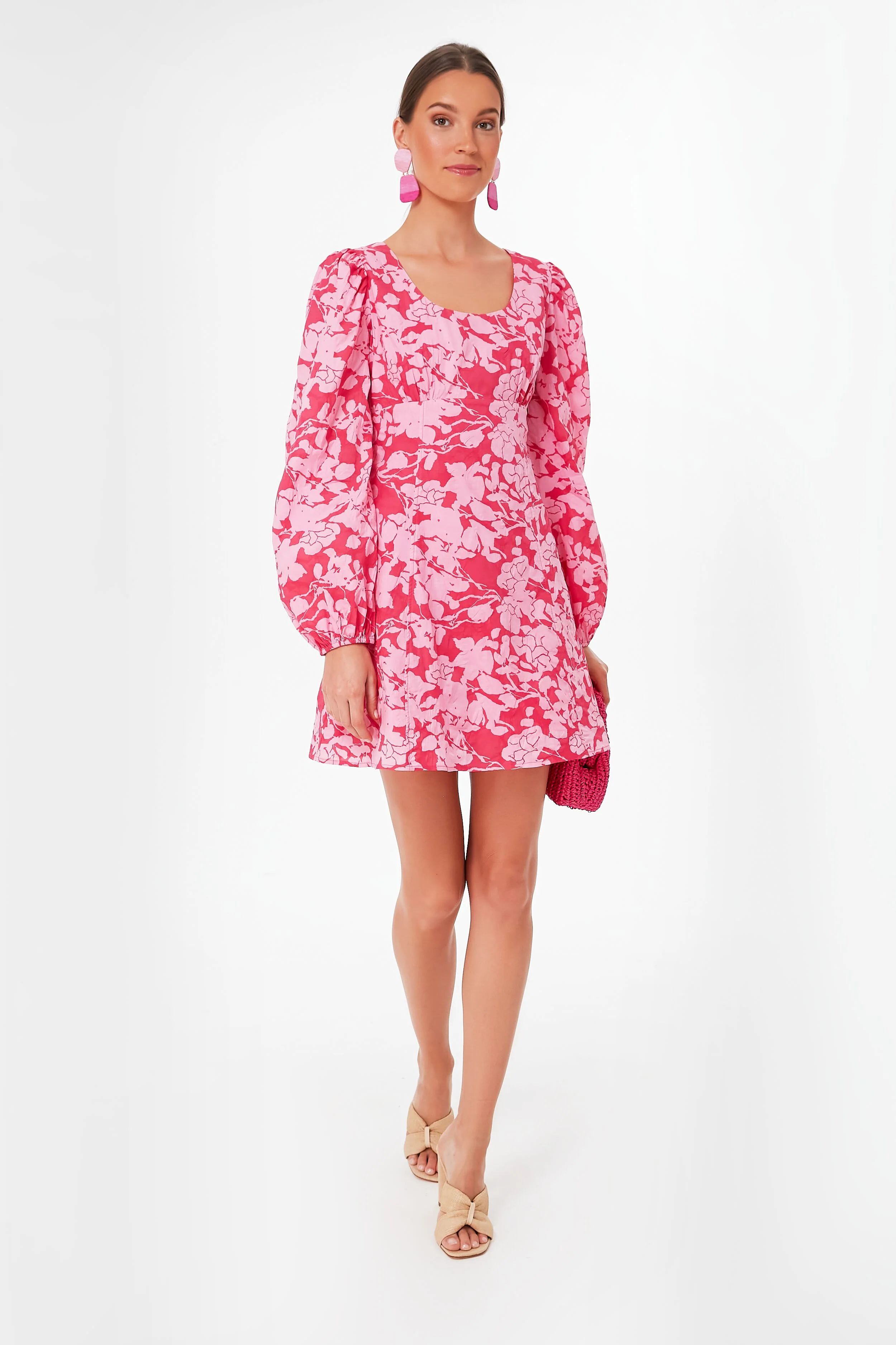 Red and Pink Balloon Sleeve Sienna Mini Dress | Tuckernuck (US)