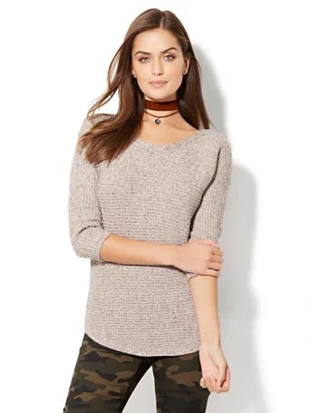 Marled Shirttail Dolman Sweater - New York & Company | New York & Company