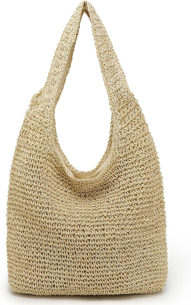 Woven Beach Bags for Women Straw Beach Bag Summer Handbag Handmade Straw Tote | Amazon (US)