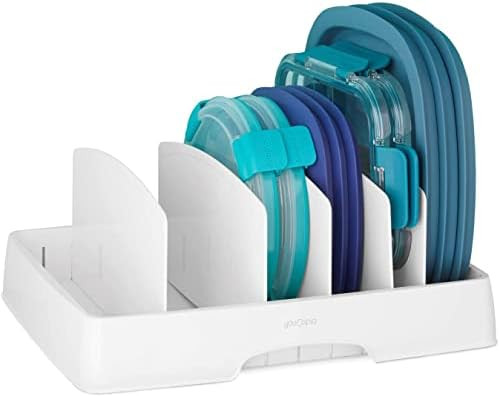 YouCopia StoraLid Food Container Lid Organizer, Tall Dividers, White | Amazon (US)