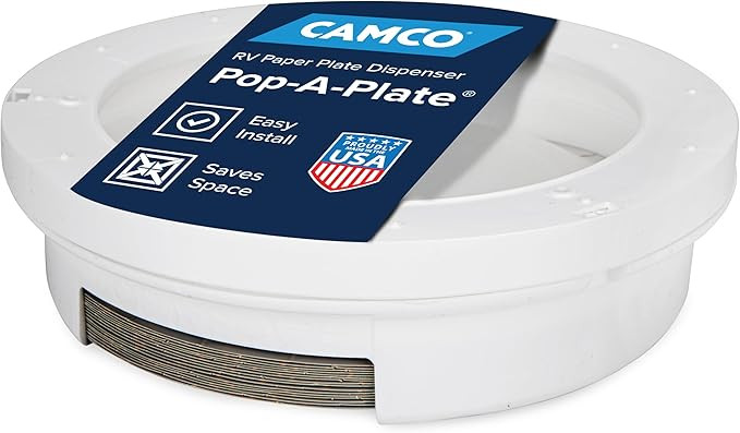 Camco 9-inch Pop-A-Plate Plastic Plate Dispenser | Ideal for Compact Spaces, RVs and Trailers | M... | Amazon (US)
