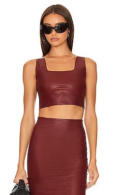 Faux Leather Crop Top in White | Revolve Clothing (Global)