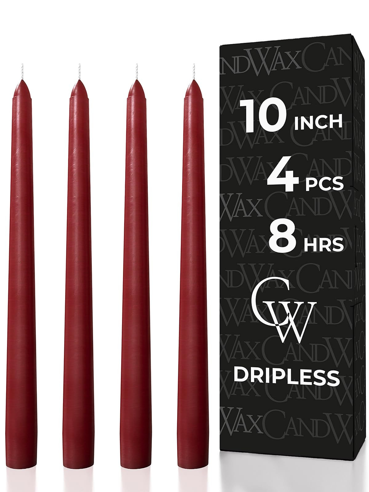 CANDWAX 10 inch Taper Candles Set of 4 - Dripless Tapered Candle and Unscented Candlesticks - Per... | Amazon (US)