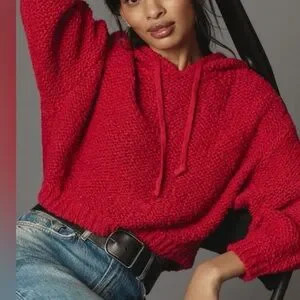 Anthropologie Pilcro Sailcloth Sweater Knot Hoodie in Red NWOT | Poshmark
