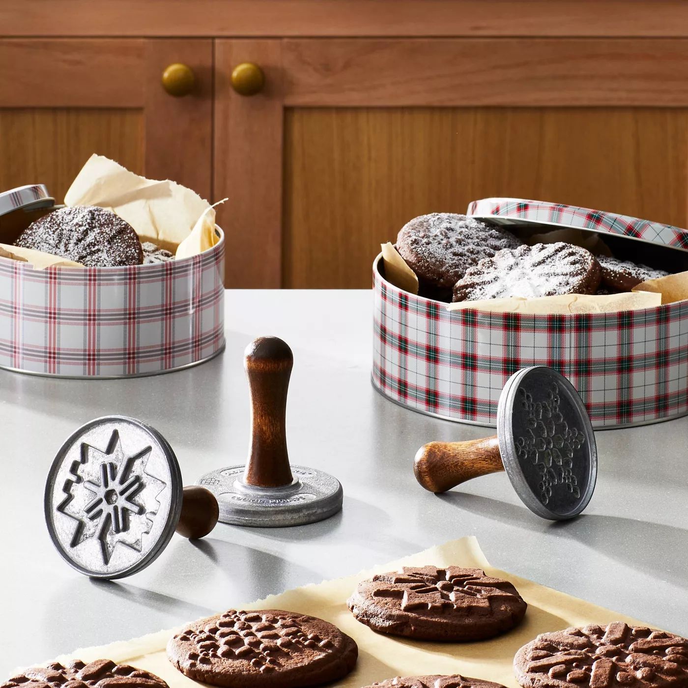 3pc Metal &#38; Wood Snowflake Cookie Press Set - Hearth &#38; Hand&#8482; with Magnolia | Target