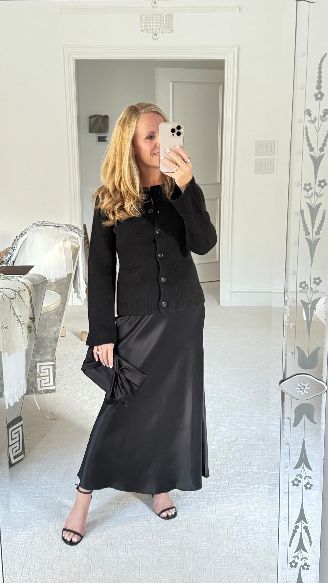 Chic cashmere lady jacket sweater and silk maxi skirt from @onequince #QuincePartner
I’m 5‘2“ tall and wearing XS in both pieces 

#LTKHoliday #LTKOver40 #LTKSeasonal