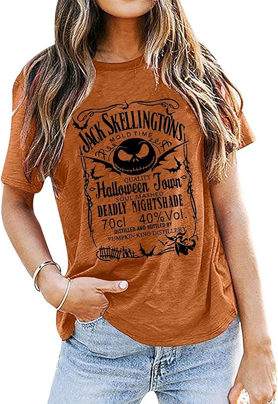 Halloween T Shirt Women Pumpkin King Shirts Halloween Characters Shirt Nightmare Before Christmas... | Amazon (US)
