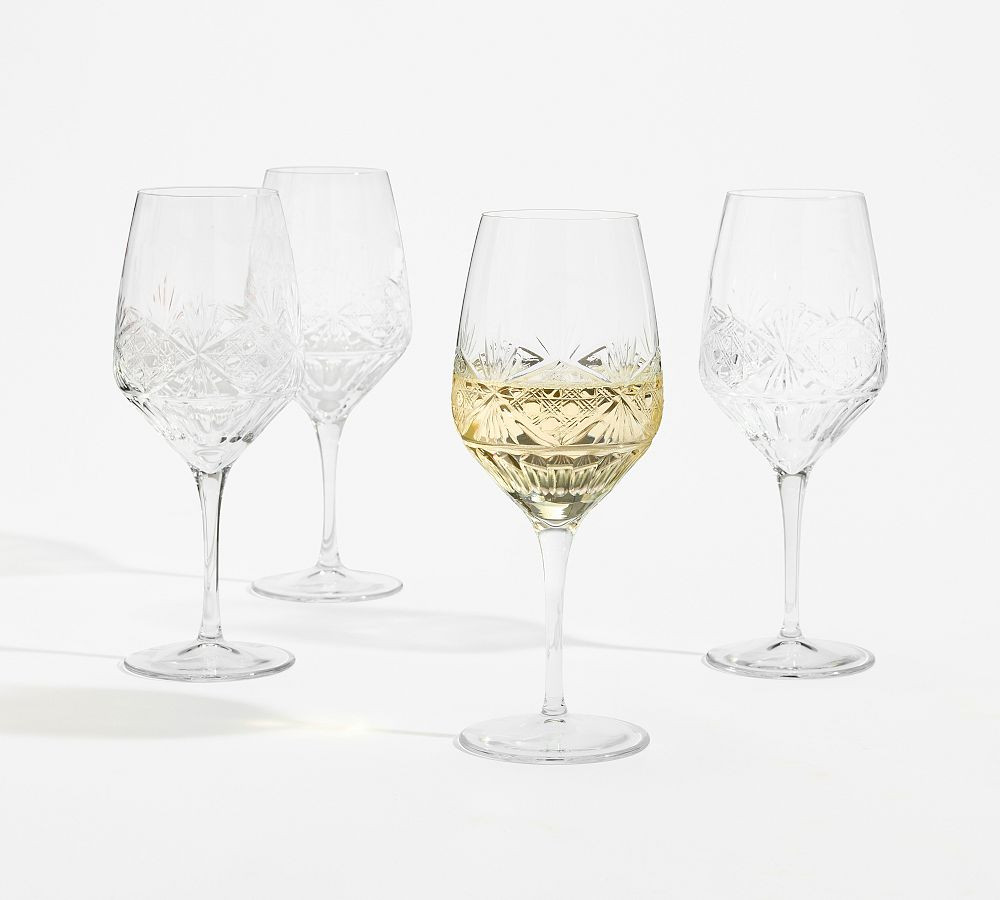 Antique Cut Glass Wine Stem Glasses - Set of 4 | Pottery Barn (US)