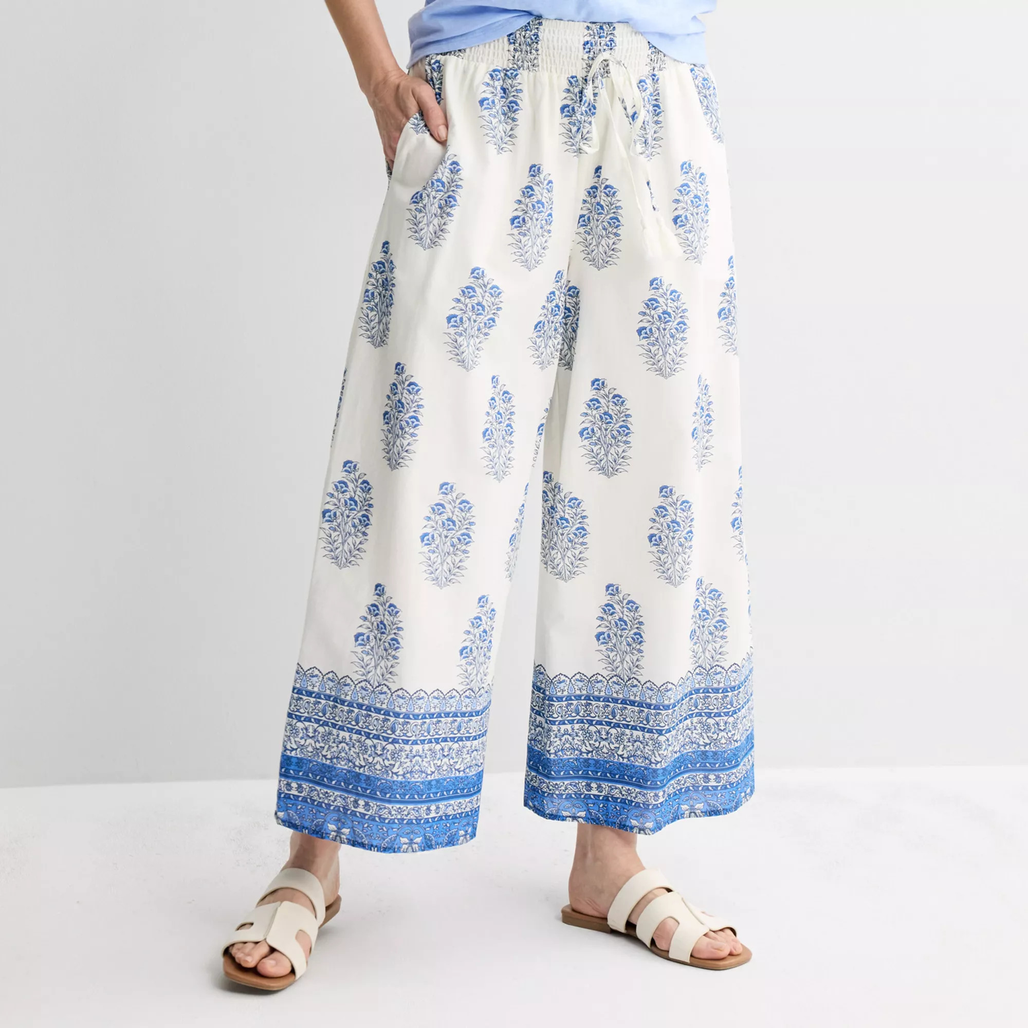 Women's Farmers Market Smocked Waist Wide Leg Pants | Kohl's