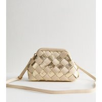 Cream Metallic Weave Pouch Clutch Bag New Look | New Look (UK)