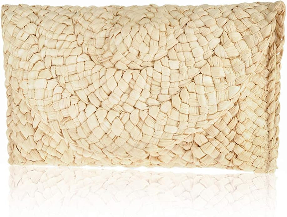 Straw Clutch Handbag, Xmeng Women Straw woven Purse Envelope Bag Wallet Summer Beach Bag for Ladi... | Amazon (US)