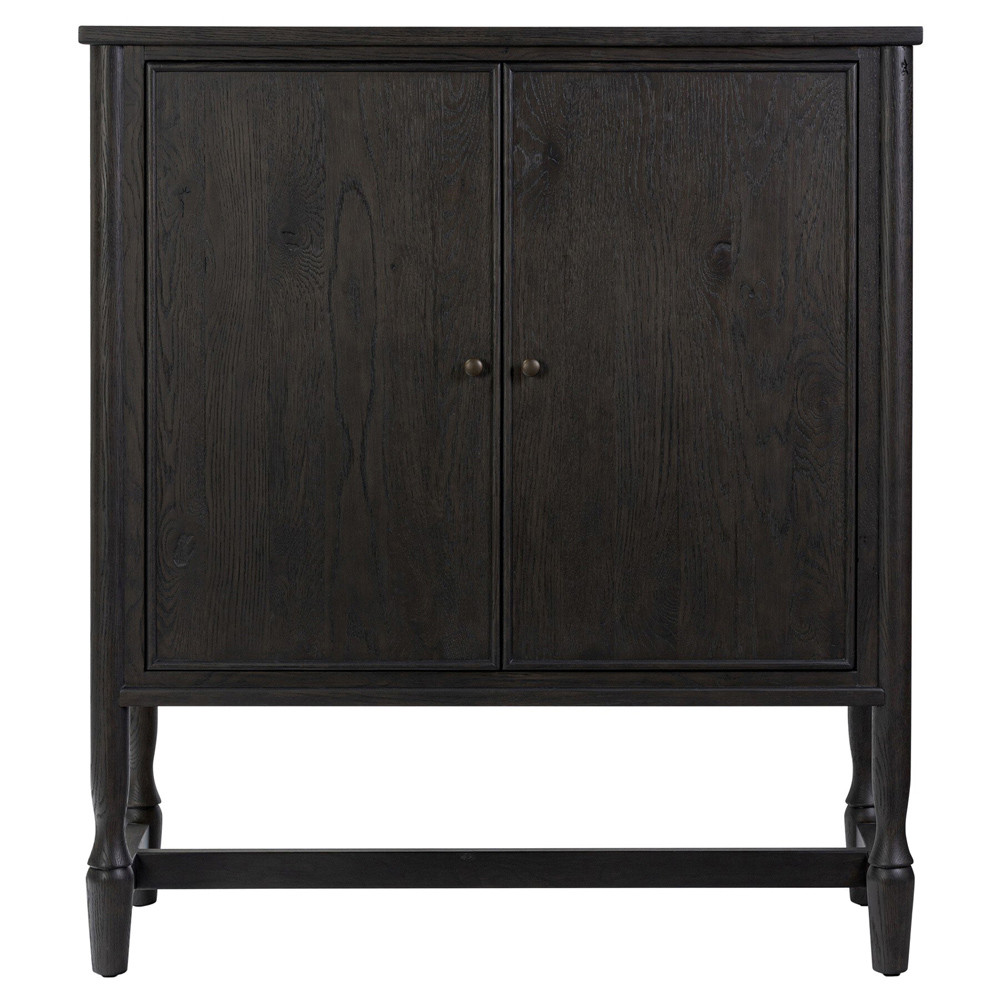 Bari Cracked Smoked Black Oak Bar Cabinet | Kathy Kuo Home