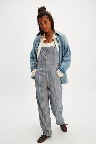 Wrangler Stripe Straight-Leg Bib Overalls | Free People (Global - UK&FR Excluded)