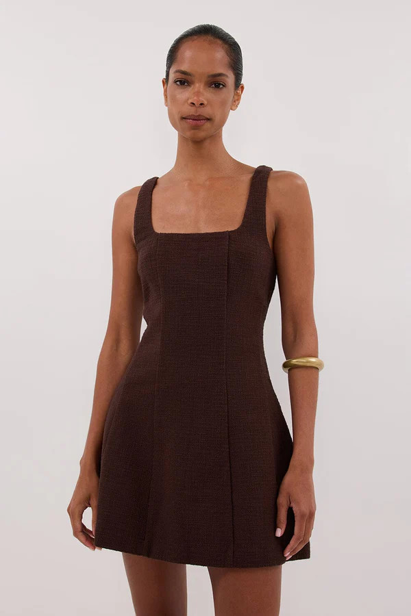 NIEVE CHOCOLATE SLEEVELESS MINI DRESS | DISSH