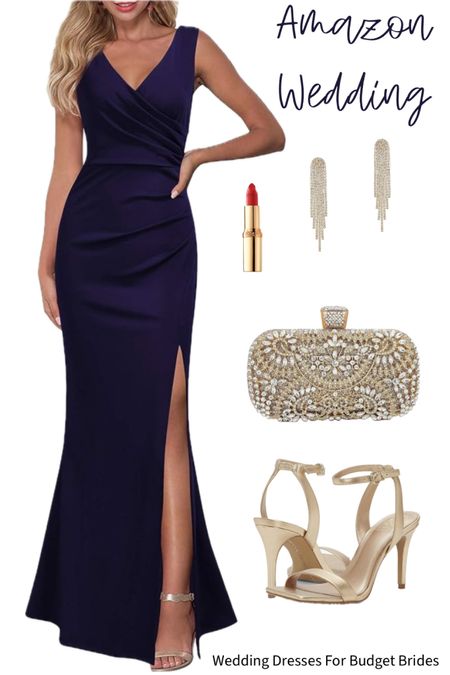 Affordable and chic navy and gold black tie wedding guest outfit idea. 

#satindresses #amazondresses #fulllengthgowns #formalwedding #blacktiewedding

#LTKSeasonal #LTKStyleTip #LTKWedding