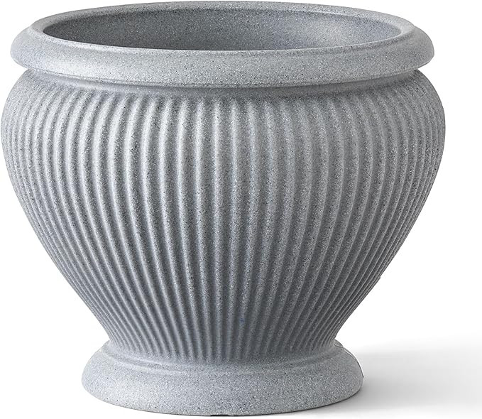 ARBORA 18" Cannes Urn Polyresin Indoor and Outdoor Planter with Stone Blend Concrete Gray Finish ... | Amazon (US)