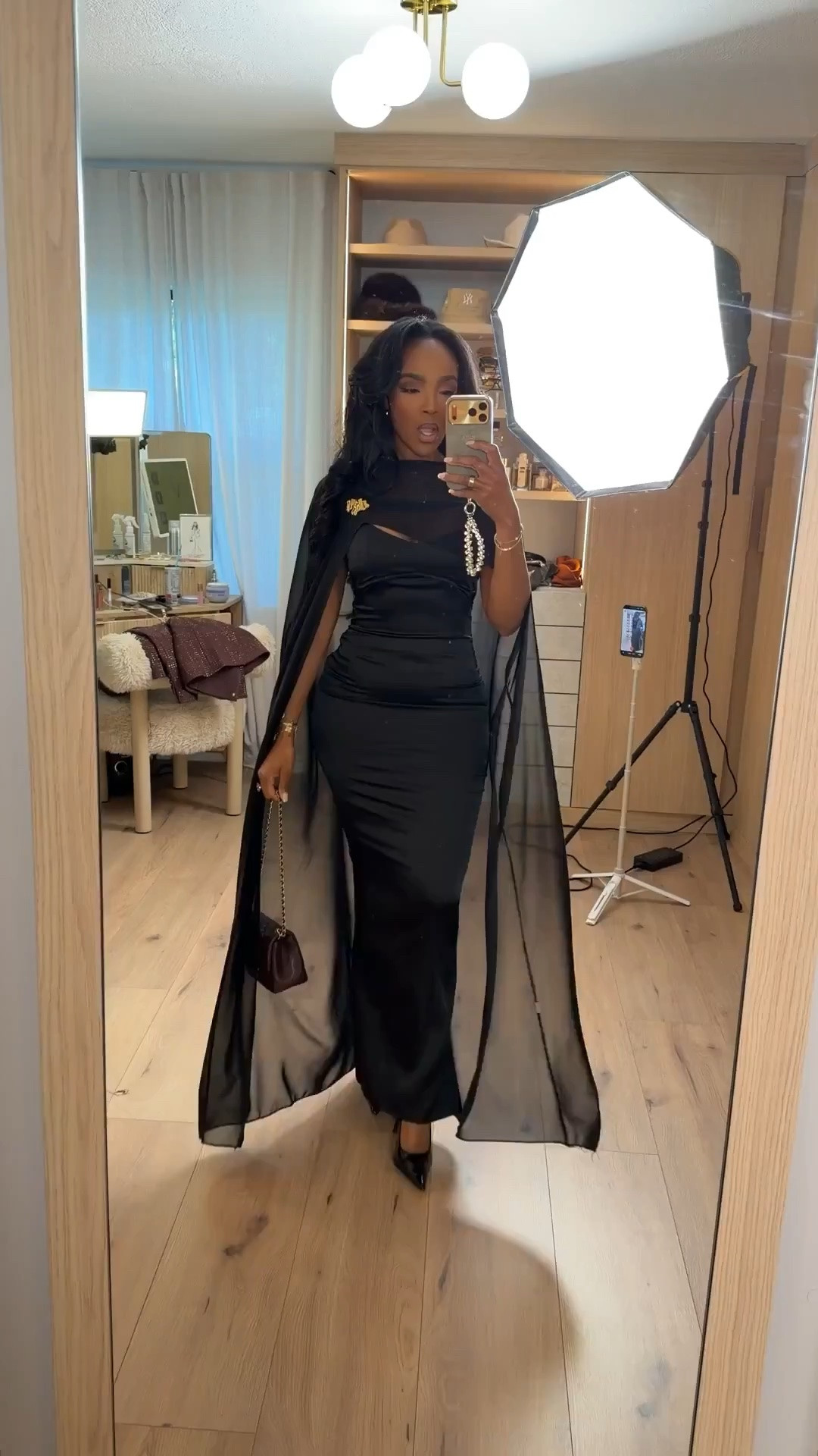 Hi babes ✨ Scroll to shop this elegant all-black statement look 🖤

This outfit is giving timeless luxury and sophisticated glam. The fitted black silhouette paired with the dramatic cape detail makes this look feel so elevated while still staying classic enough to rewear for years, making the cost per wear so worth it for special occasions.

Perfect for formal dinners, weddings, cocktail events, galas, date nights, or any moment you want to make a statement.

📏 Measurements: 5’4”, 140 lbs, 34D bust, 27” waist, 40” hips  
Wearing a size Small

#LTKgrwm #LTKootd #LTKPetite