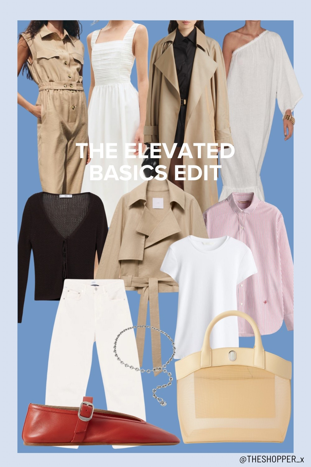 Linen cropped jacket, white linen dress, brown cardigan, beige jumpsuit, silver chain belt, white t-shirt, frankie trench coat, white jeans, red ballet flats, cream handbag

#LTKuk #LTKsummer #LTKspring