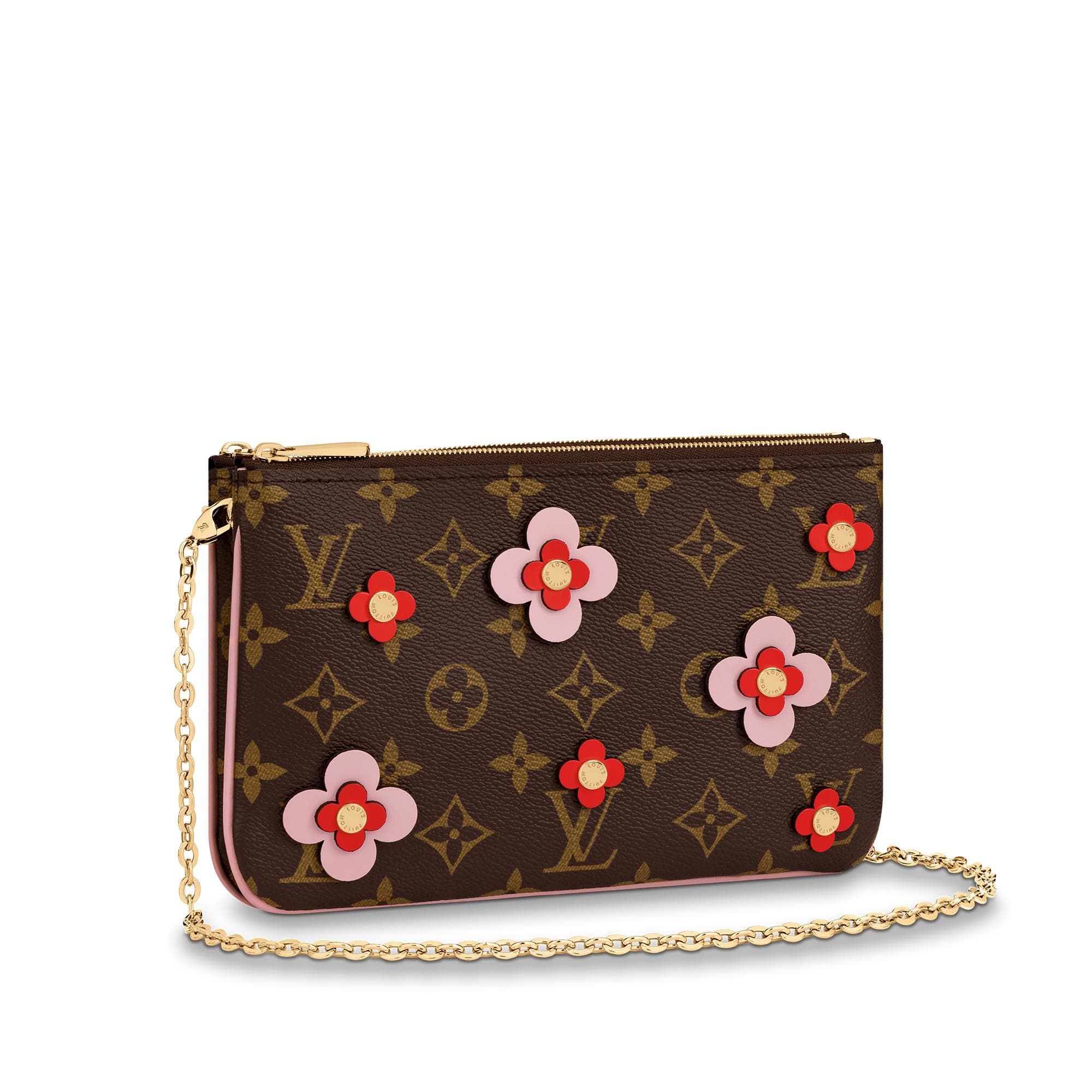 Louis Vuitton Pochette Double Zip Monogram Blooming Flowers Brown/Rose Ballerine | StockX