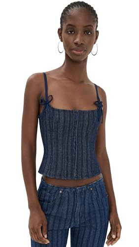 Lioness Women's Charismatic Denim Corset, Dark Pinstripe, Blue, Stripe, XXXL | Amazon (US)