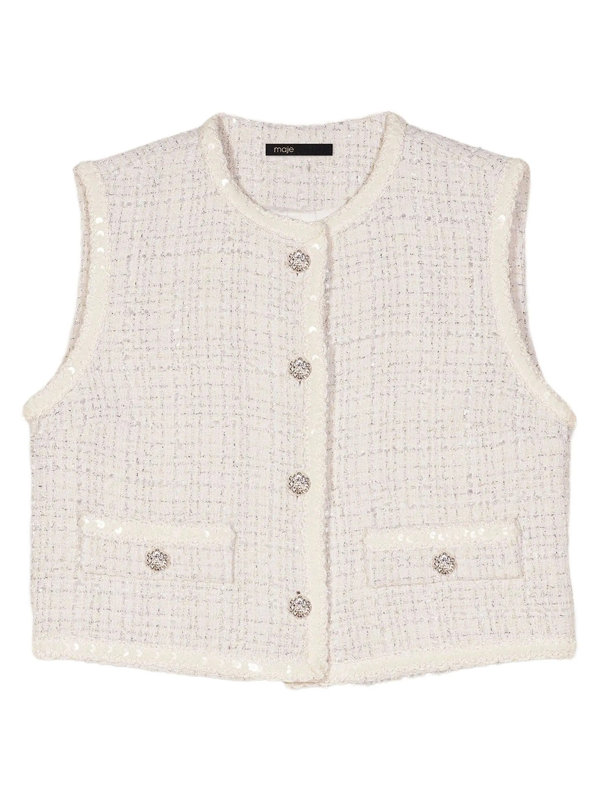 Sequin Sleeveless Tweed Jacket | Saks Fifth Avenue