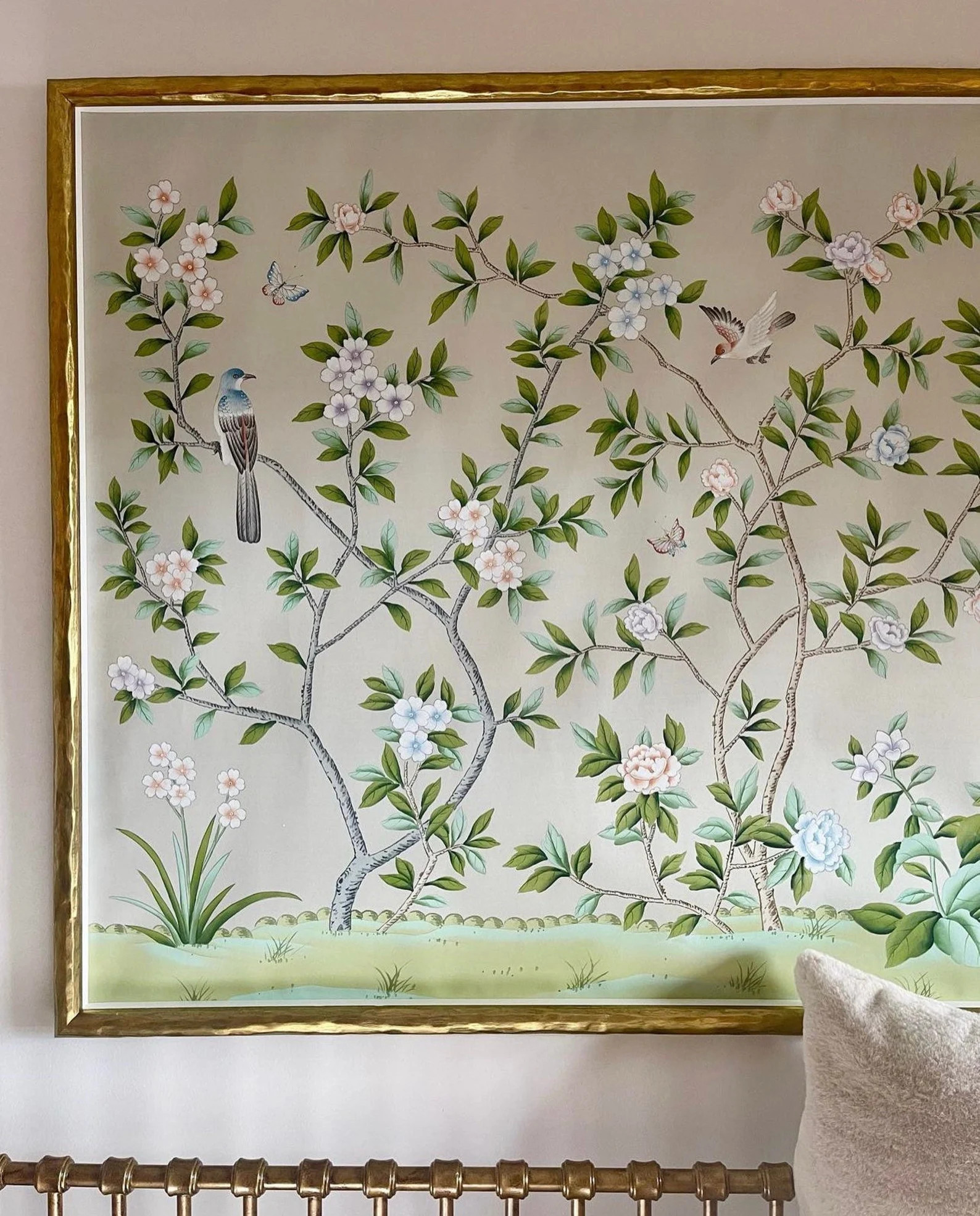 40 X 36 Chinoiserie Handpainted Artwork on Gray Spun Silk SP-15 Without Frame - Etsy | Etsy (US)