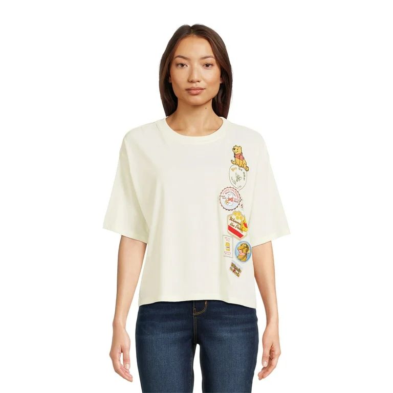 Winnie The Pooh Juniors’ Multi Patch Graphic Tee with Short Sleeves, Sizes XS-XXXL | Walmart (US)