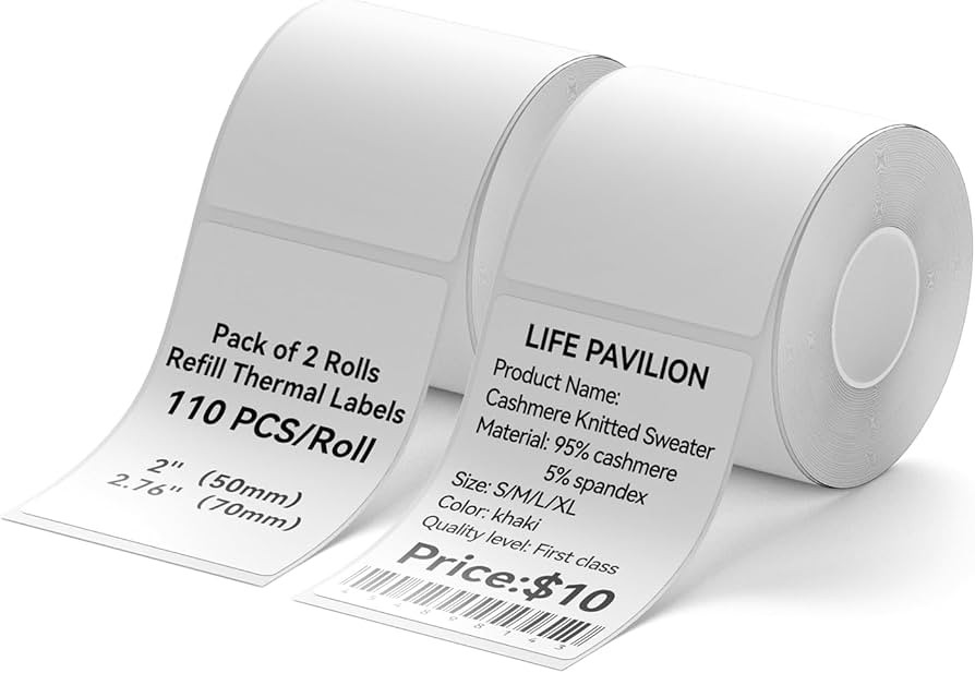 NIIMBOT 2 Rolls Labels for B1 B21 B3S, Thermal Printer Labels 2" x 2.76"（50x70mm), Thermal Labe... | Amazon (US)