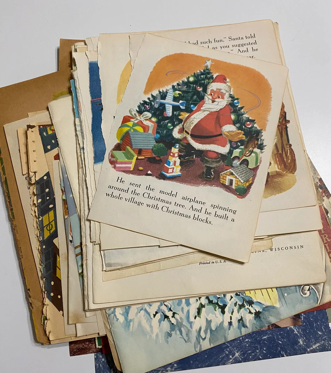 Vintage Christmas Story Book Pages: Santa, Reindeer Ephemera (10-piece Set) - Etsy | Etsy (US)