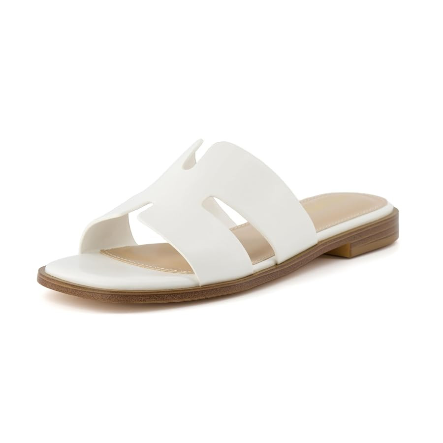 CUSHIONAIRE Voyage Cutout Strap Slides for Women, Slip On Summer Flats, Trendy Footwear, Comforta... | Amazon (US)