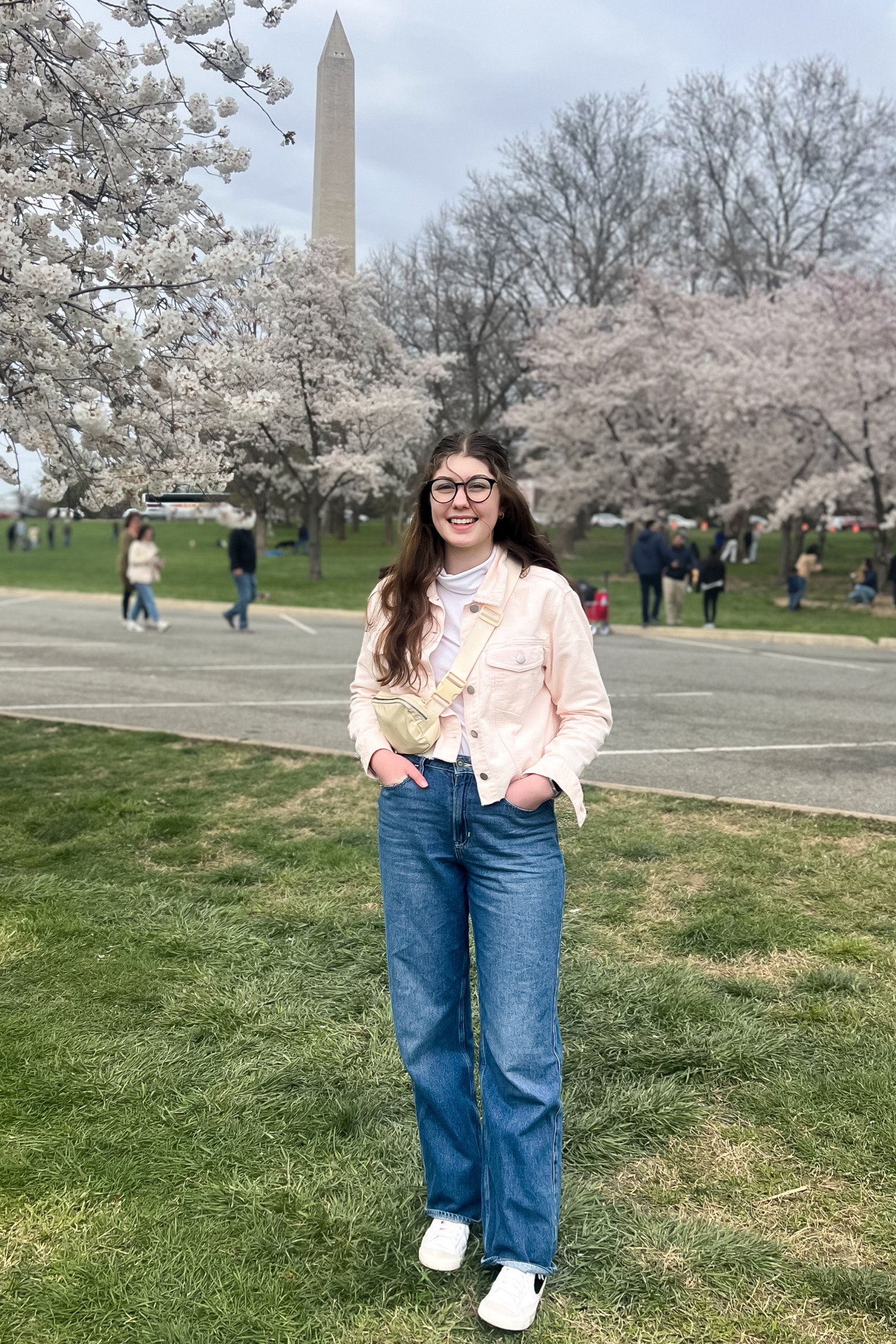 Teen style to see the famous DC cherry blossoms. Turtle neck with pink corduroy jacket paired with baggy jeans and Nike tennis shoes to walk in comfort. 

#LTKSeasonal #LTKshoecrush #LTKU