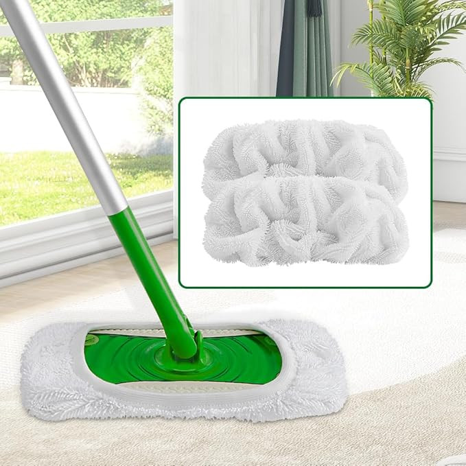 Reusable Microfiber Replacement Mop Pads 2 Pack, White Floor Cleaning Mop Head Pads Refills for W... | Amazon (US)