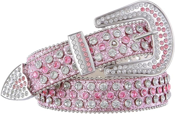 FIORETTO Men Women Rhinestone Belt Bling Western Studded Leather Belt Shining Diamond Cowgirl Cow... | Amazon (US)